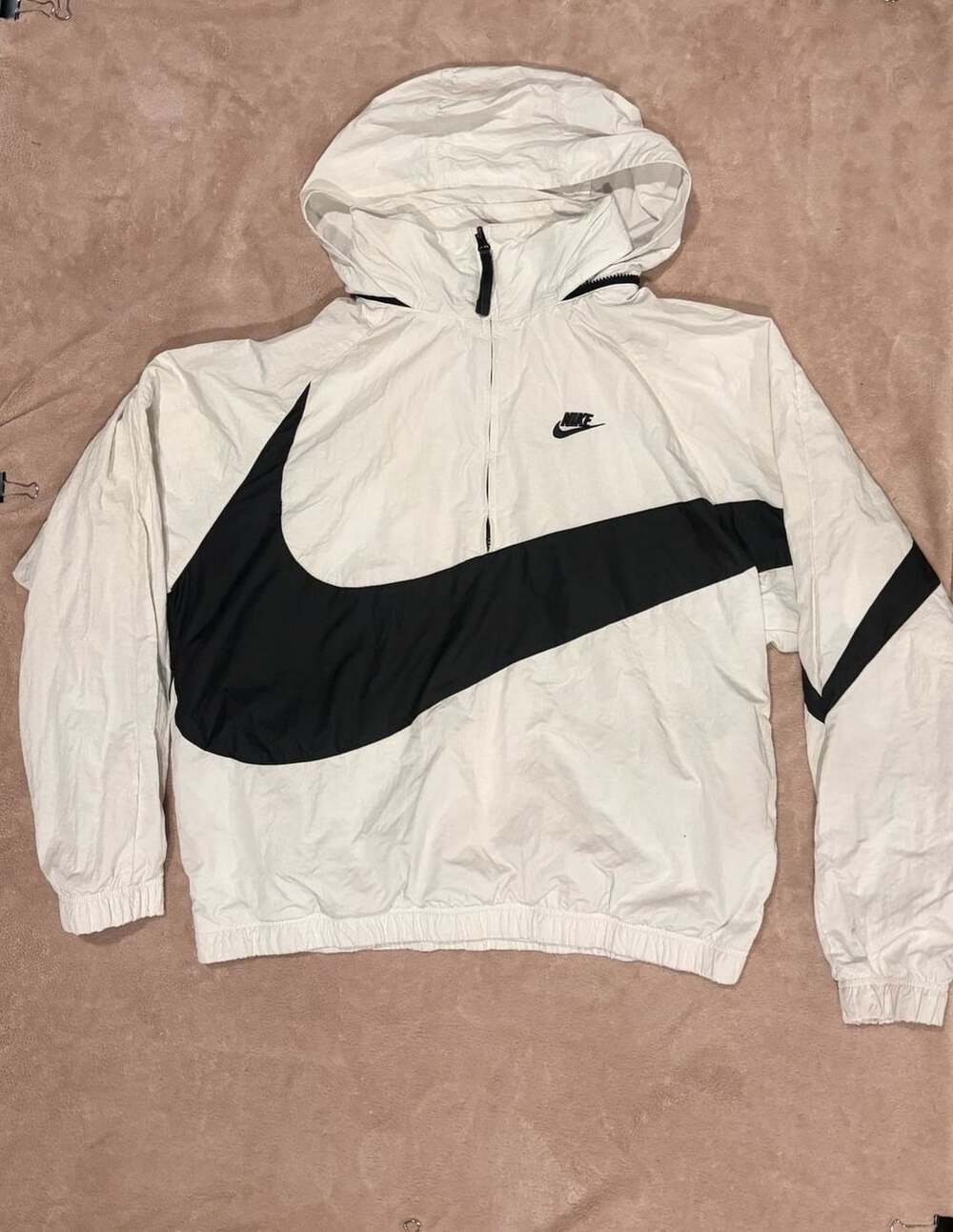 Nike Sportswear Anorak Big Swoosh Half-Zip Jacket White Black